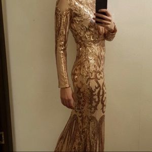 (sold) Long Gold sequins maxi gown dress